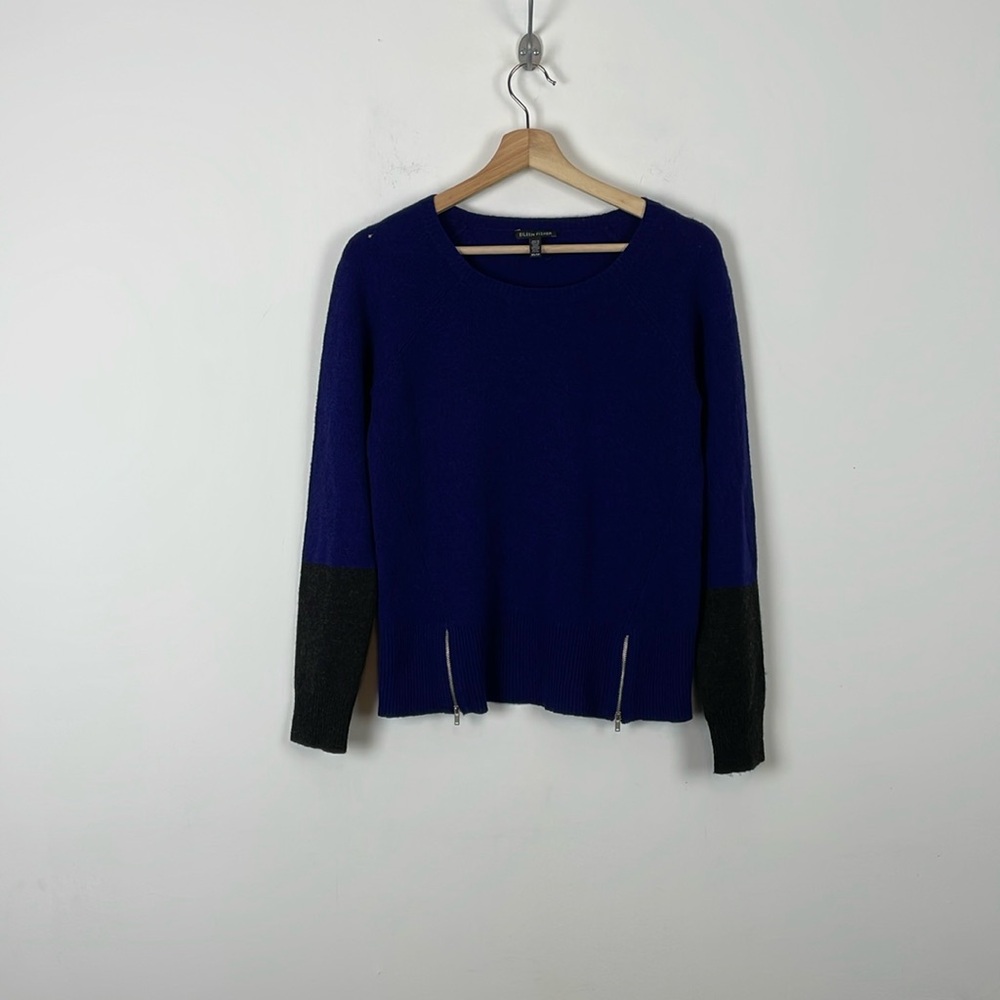 Eileen Fisher Yak Wool Womens XS Long Sleeve Pullover Front Zip Hem Sweater Top
